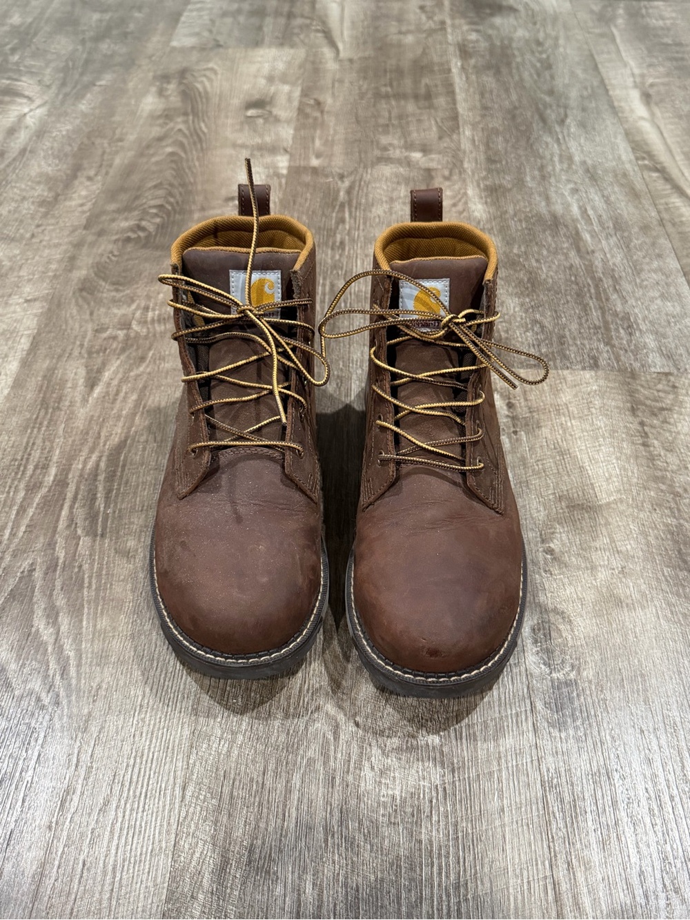 Carhartt Men's Brown Leather Lace-Up Work Boots Size 10